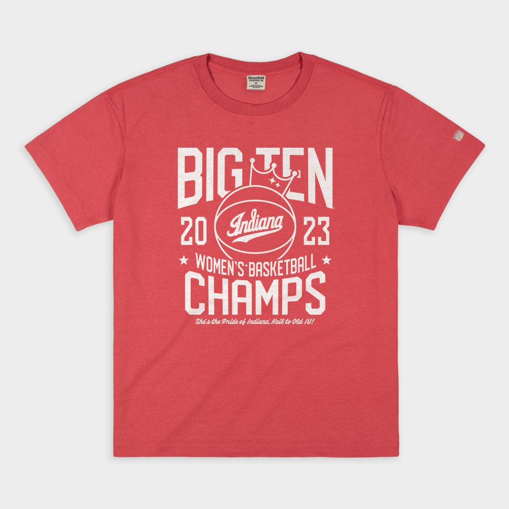 IU Women's Basketball 2023 B1G Champs Vintage Heavyweight Tee Style001 Hoodie, Sweatshirt | PureTeeCo.com (Image 1)