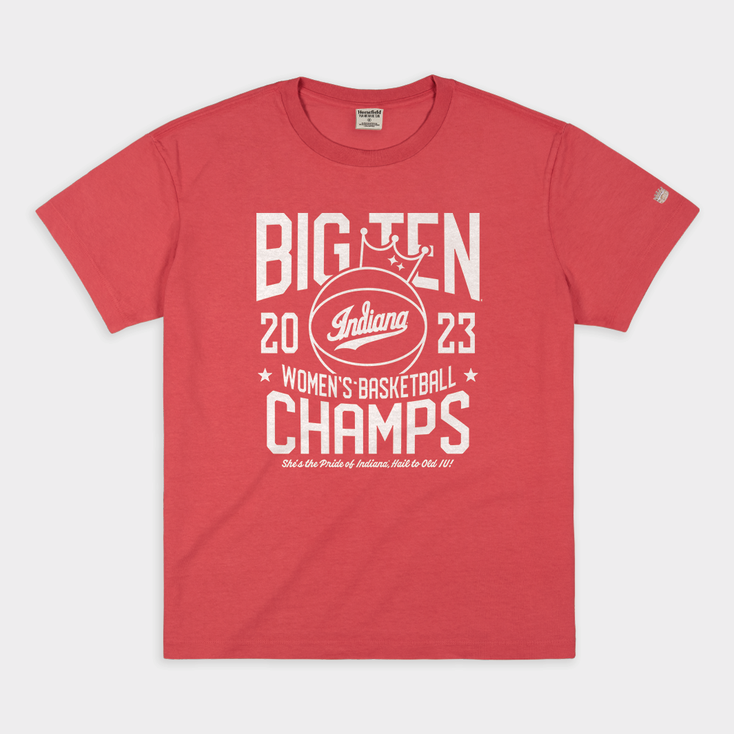 IU Women's Basketball 2023 B1G Champs Vintage Heavyweight Tee Style001 Hoodie, Sweatshirt | PureTeeCo.com (Image 1)