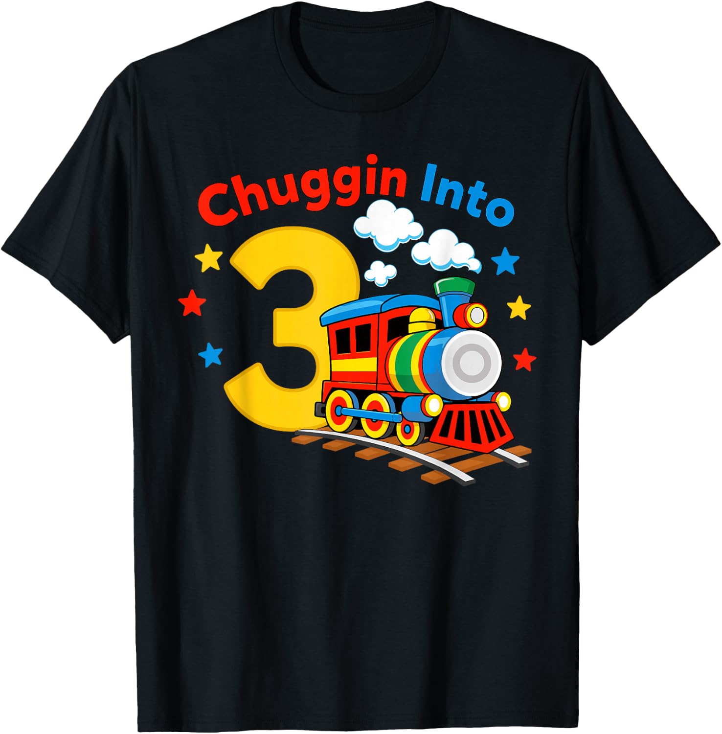 Chuggin Into 3 Birthday Train for Boys 3rd Birthday T-Shirt