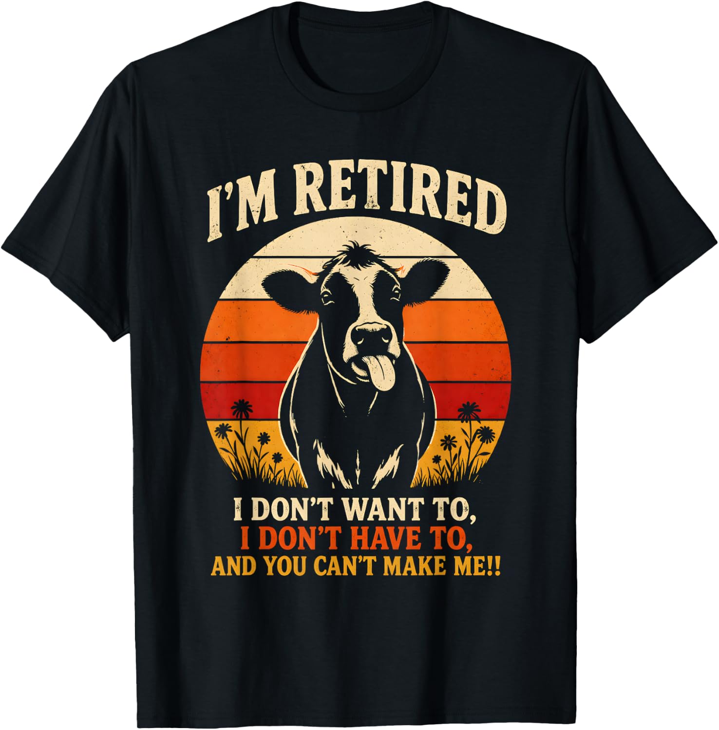 Funny Retirement Cow Retired Vintage Men Women Retro T-Shirt