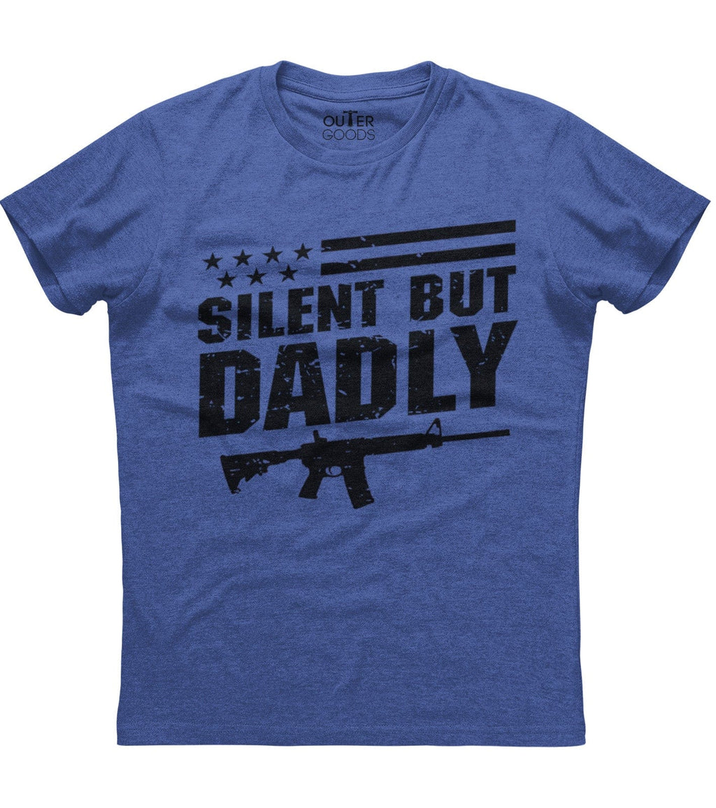 Silent But Dadly American Flag Gun T-Shirt (O) Hoodie, Sweatshirt | PureTeeCo.com (Image 1)