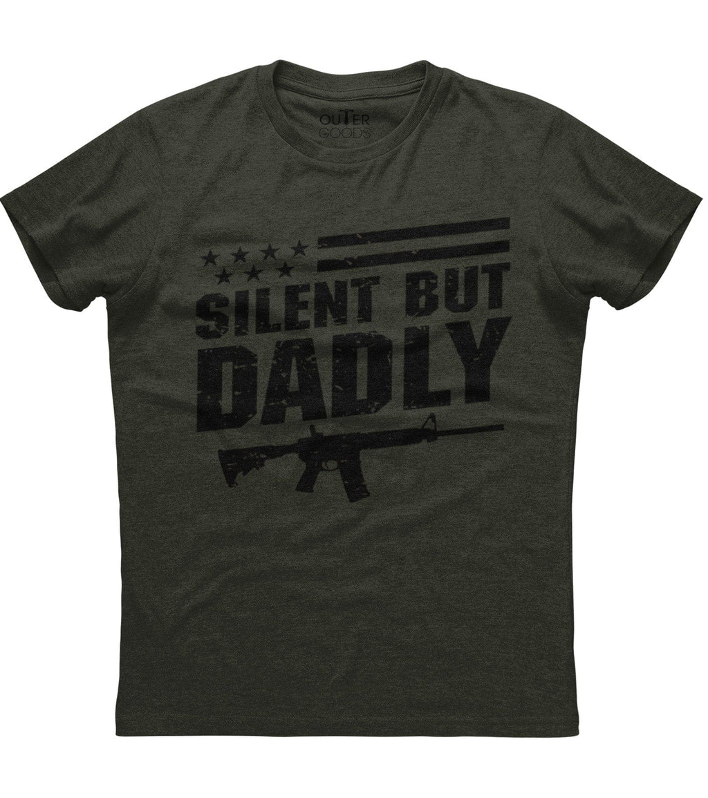 Silent But Dadly American Flag Gun T-Shirt (O) Hoodie, Sweatshirt | PureTeeCo.com (Image 4)
