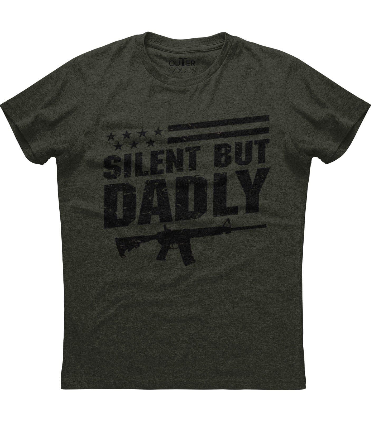 Silent But Dadly American Flag Gun T-Shirt (O) Hoodie, Sweatshirt | PureTeeCo.com (Image 4)