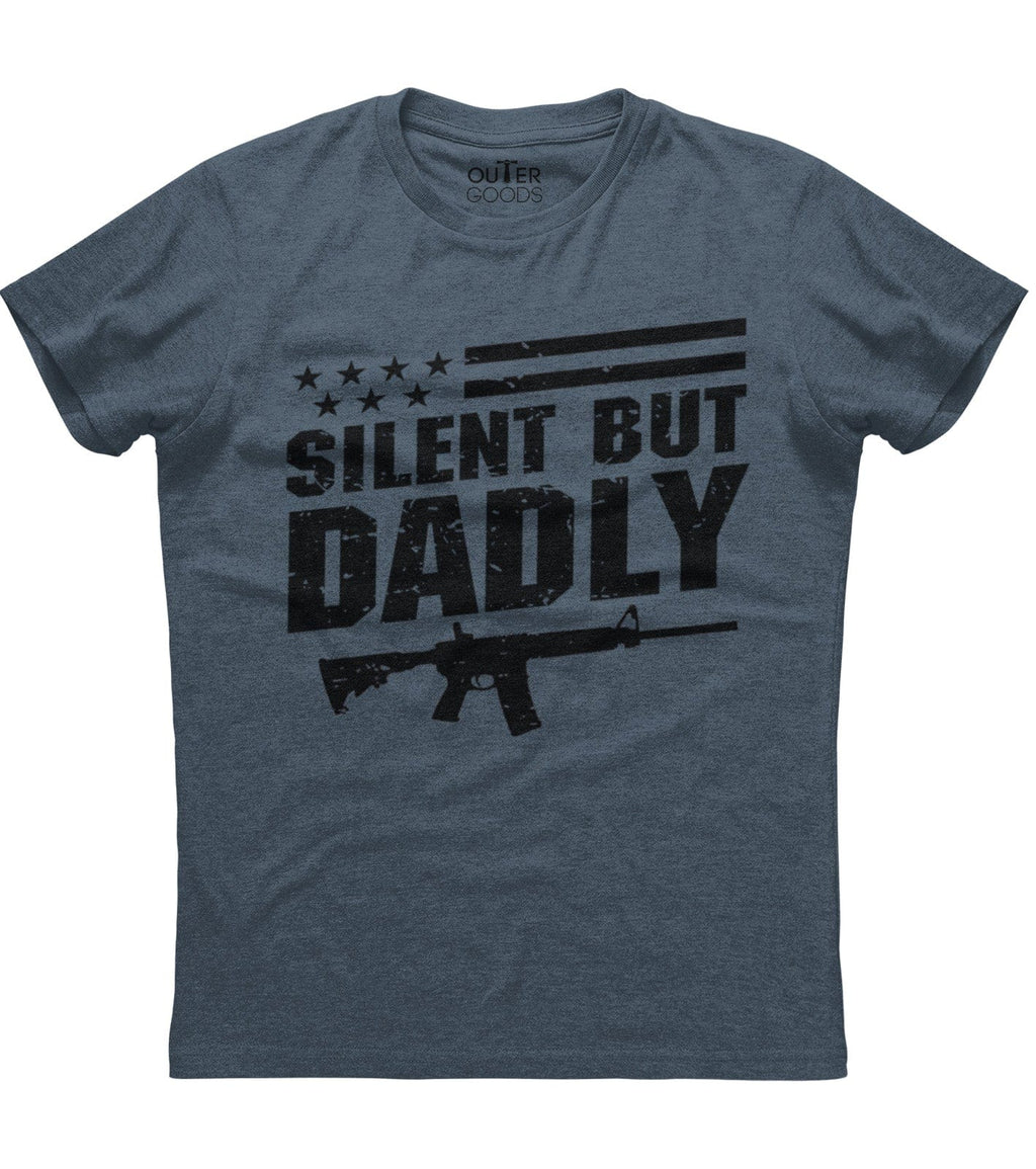 Silent But Dadly American Flag Gun T-Shirt (O) Hoodie, Sweatshirt | PureTeeCo.com (Image 2)