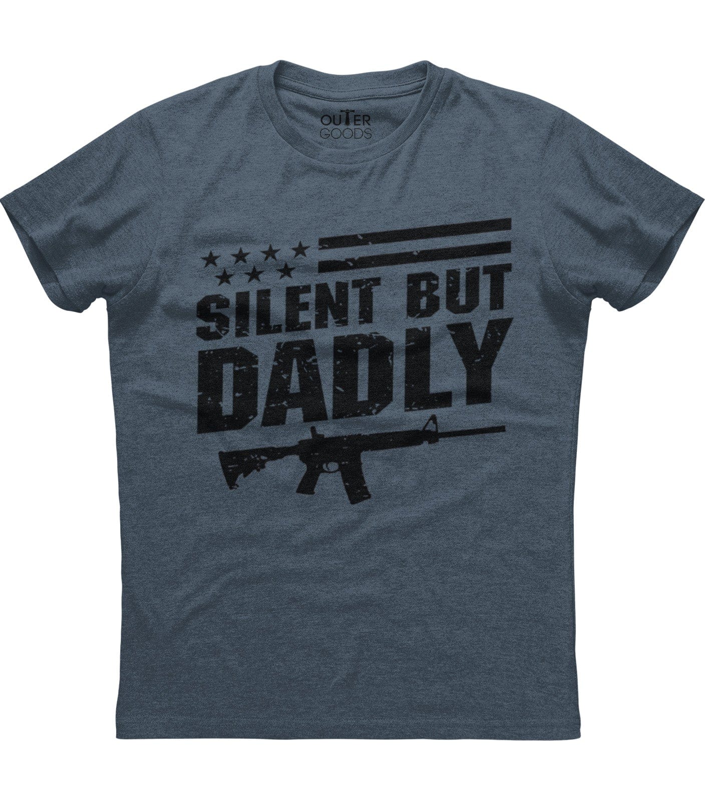 Silent But Dadly American Flag Gun T-Shirt (O) Hoodie, Sweatshirt | PureTeeCo.com (Image 2)