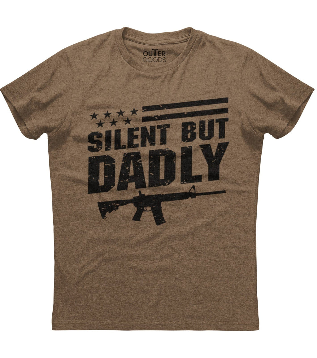 Silent But Dadly American Flag Gun T-Shirt (O) Hoodie, Sweatshirt | PureTeeCo.com (Image 3)