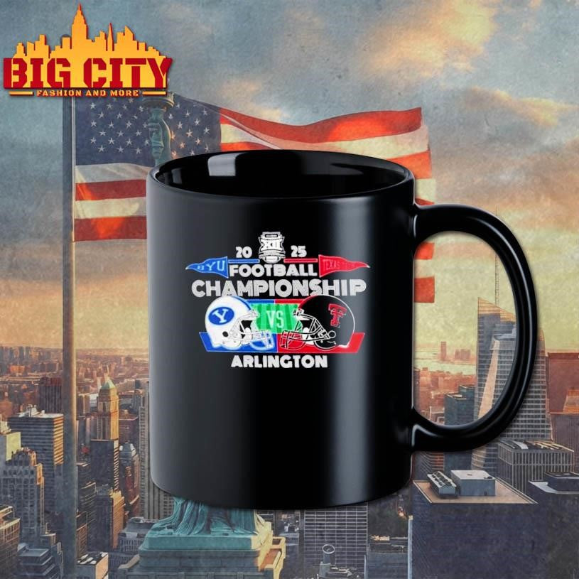 BYU Cougars Vs Texas Tech Red Raiders 2025 Big 12 Football Championship Bound Dueling Helmets Shirt