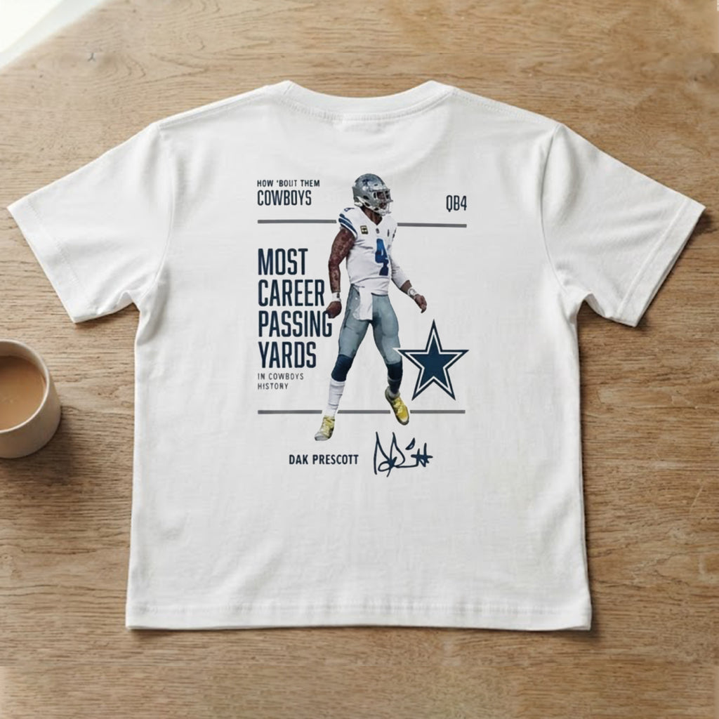 [Front+Back] Cowboy Dak Prescott Most Career Passing Yards Shirt