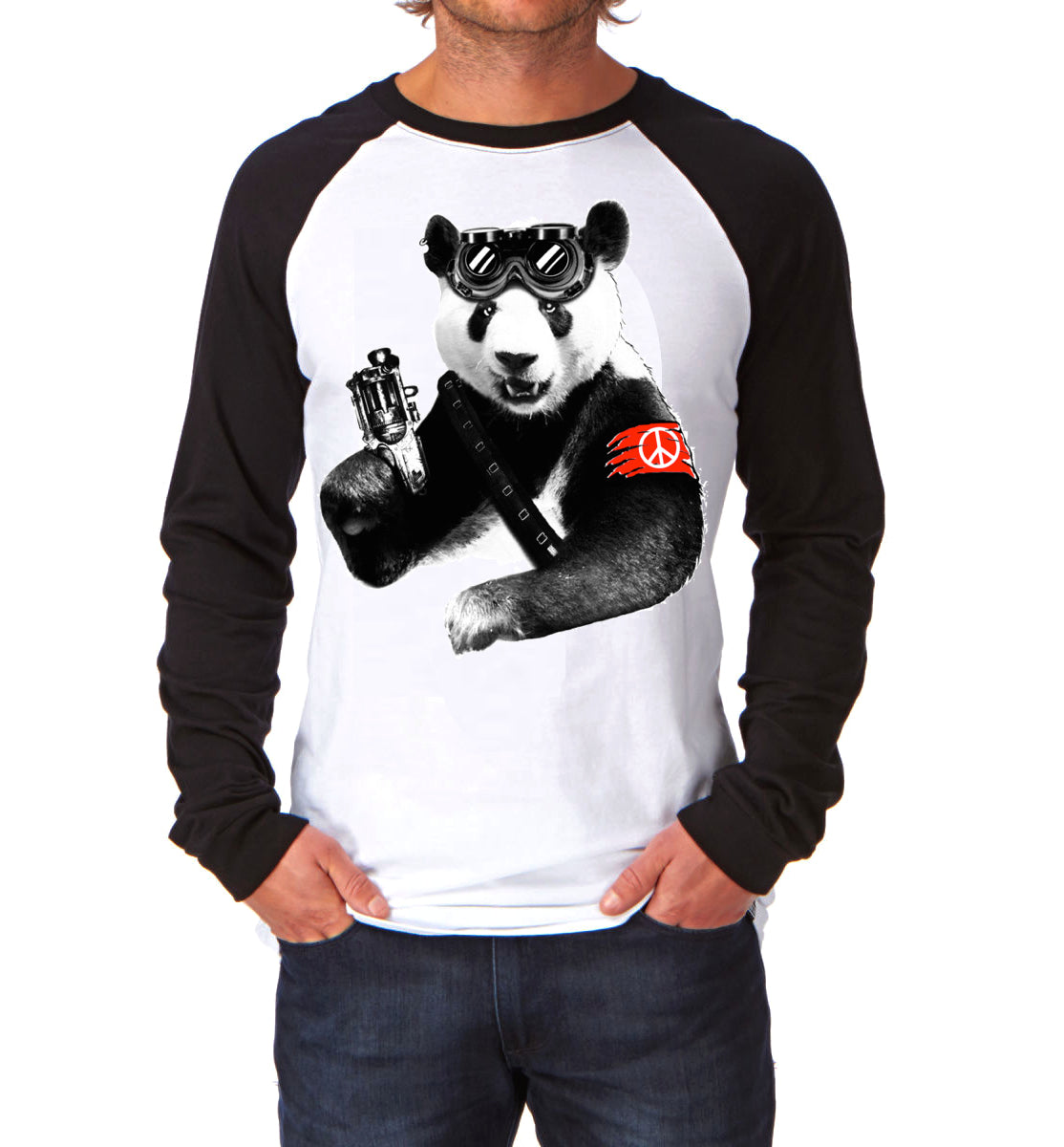 Badass Panda Raglan Full Sleeve Tee (White Colour Available) Hoodie, Sweatshirt | PureTeeCo.com