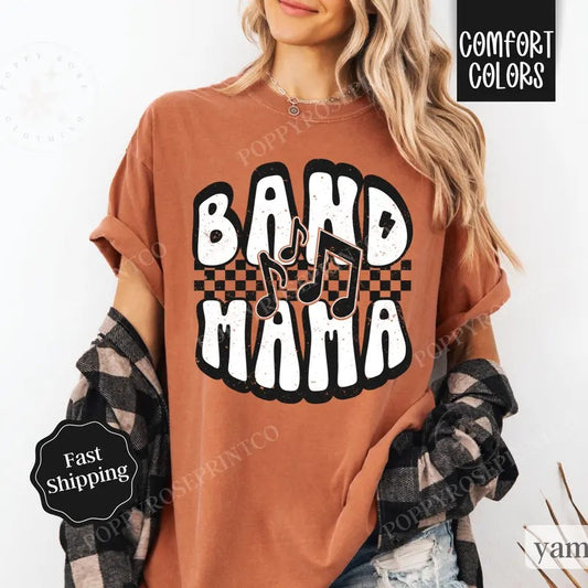 Band Mama Shirt Comfort Colors, Retro Gameday Tshirt, Womens Band Tee, Womenswear Oversized Crewneck