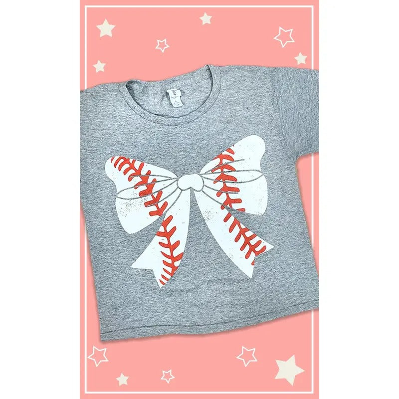 Baseball Bow Youth Graphic Shirt Hoodie, Sweatshirt | PureTeeCo.com