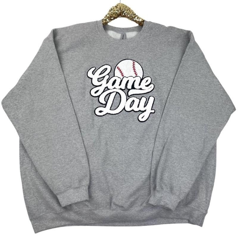 Baseball Game Day Patch Sweatshirt T-Shirts, Hoodie | PureTeeCo.com