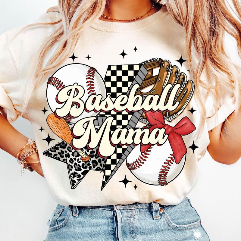 Baseball Mama T-Shirt Baseball With Coquette Shirt, Baseball Mom T-Shirt, Retro Baseball Shirt, Game Day , Baseball...
