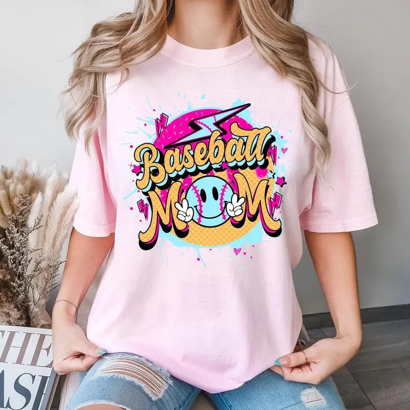 Baseball Mom T-Shirt, Baseball Mama Drip T-Shirt, Baseball Ice Cream Drip Shirt, Mama Baseball T-Shirt, Game Day Baseball...