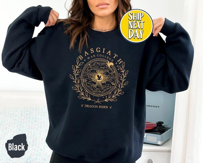 Basgiath War College 2-Sided Sweatshirt, Fourth Wing Shirt, Dragon Rider trend, 2 side  Hoodie and Sweater; T-shirt...