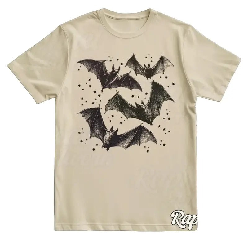 Bats Vintage T-Shirt, Retro Grunge Shirt, 90s Graphic Tee, Boho Gothic Outfit, Unisex 2000s Clothing Cotton Hoodie,...