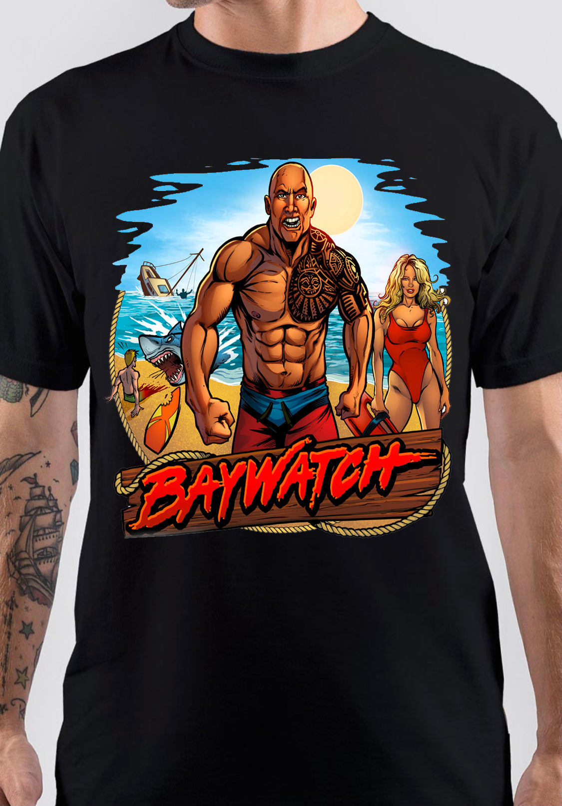 Baywatch The Rock T-Shirt Hoodie, Sweatshirt | PureTeeCo.com