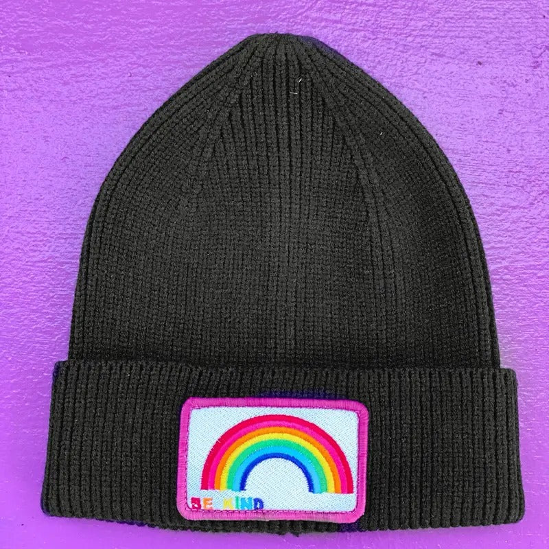Be Kind Black Rainbow Beanie T-Shirts, Hoodie, Sweatshirt | PureTeeCo.com