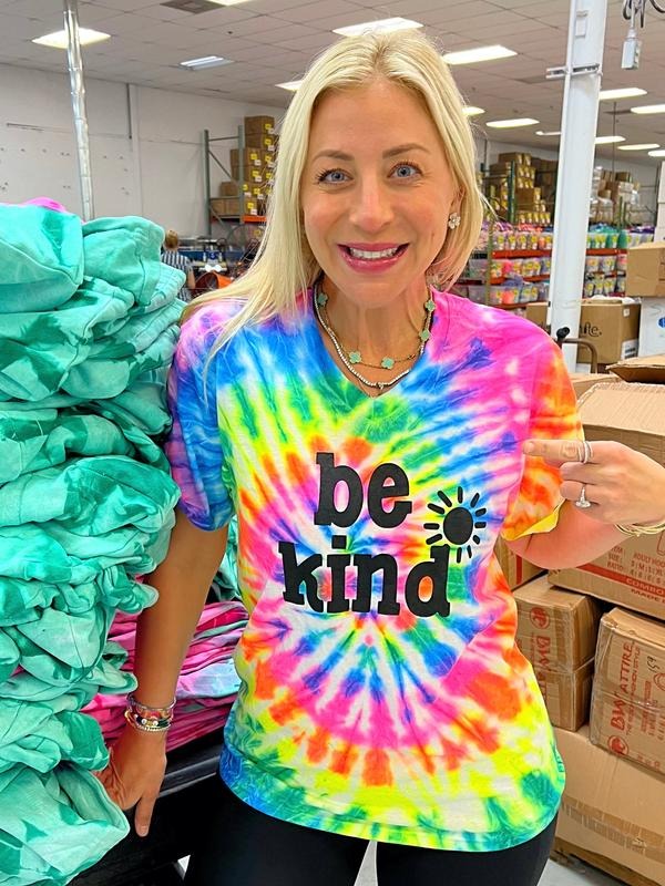 Be Kind Tie-Dye Swirl V-Neck Tee Hoodie, Sweatshirt | PureTeeCo.com