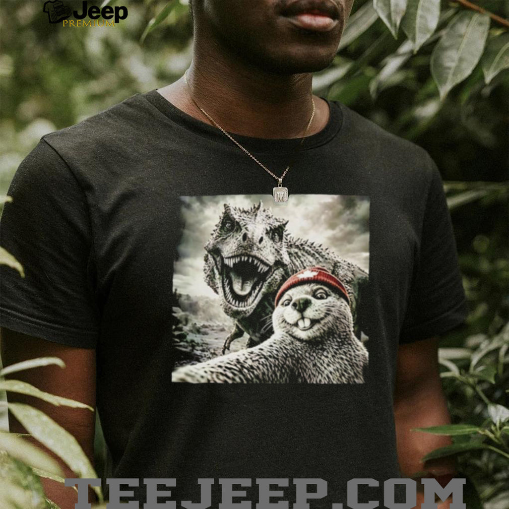 Beaver Selfie Encounter Dinosaur shirt