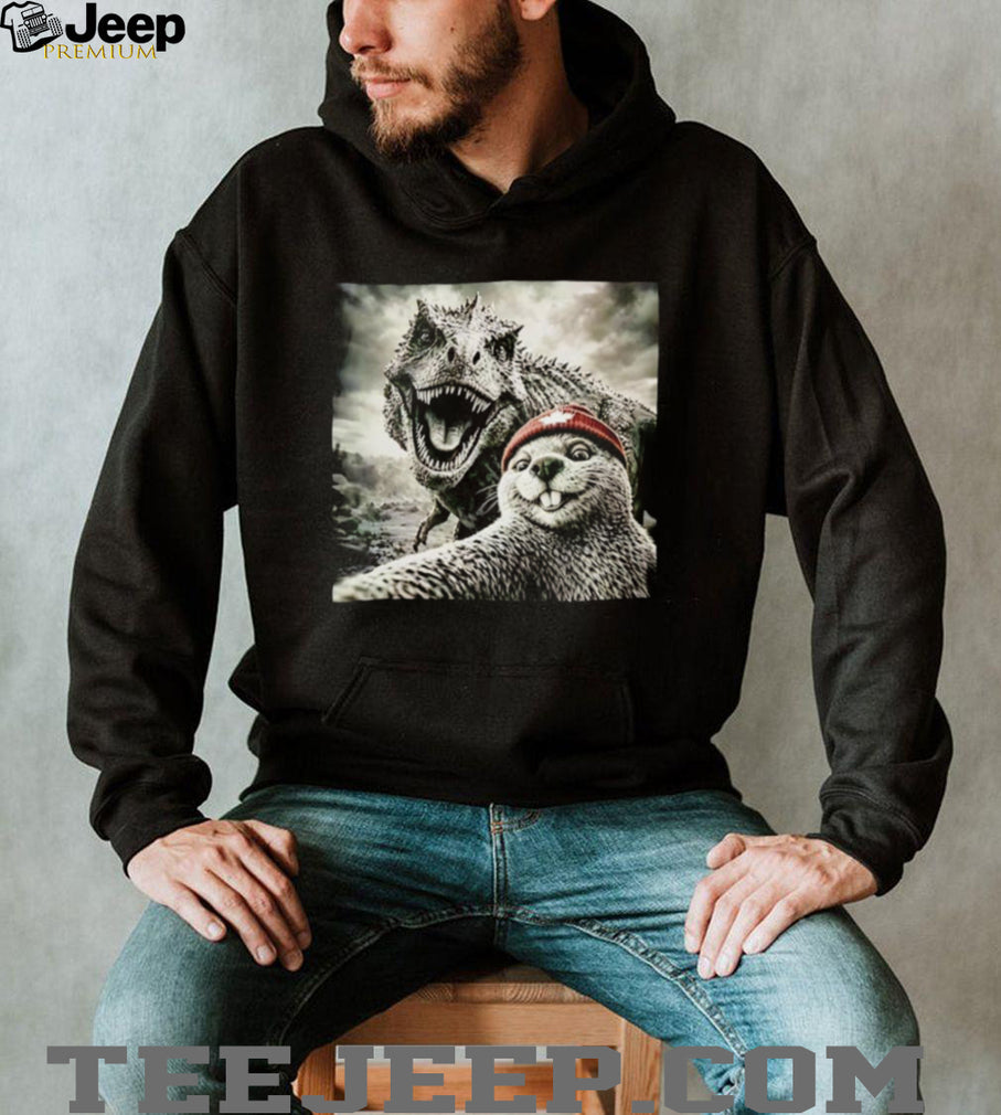 Beaver Selfie Encounter Dinosaur shirt