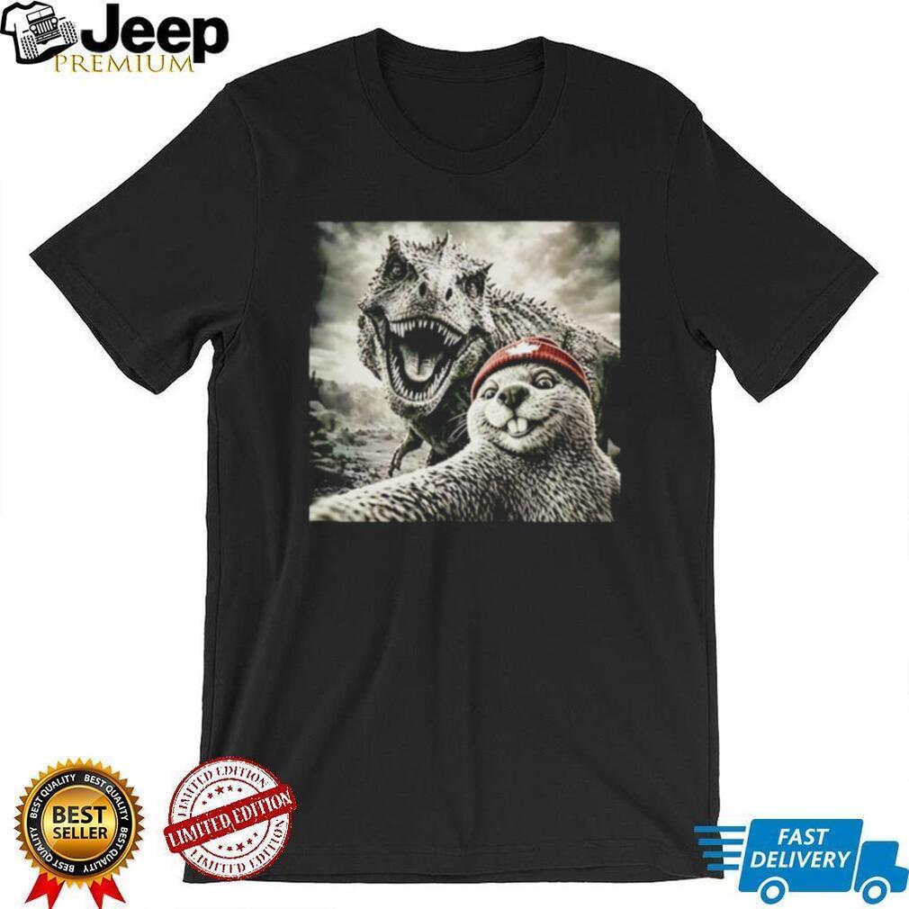 Beaver Selfie Encounter Dinosaur shirt