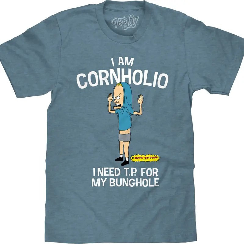 Beavis and Butthead I am Cornolhio Cartoon T-Shirt - Indigo Black Heather Hoodie, Sweatshirt | PureTeeCo.com