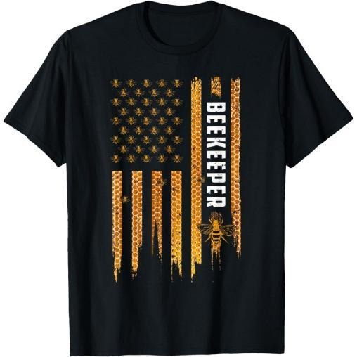 Beekeeping American Flag Honeycomb Honey Bees Beekeeper T-Shirt Made in USA Hoodie, Sweatshirt | PureTeeCo.com