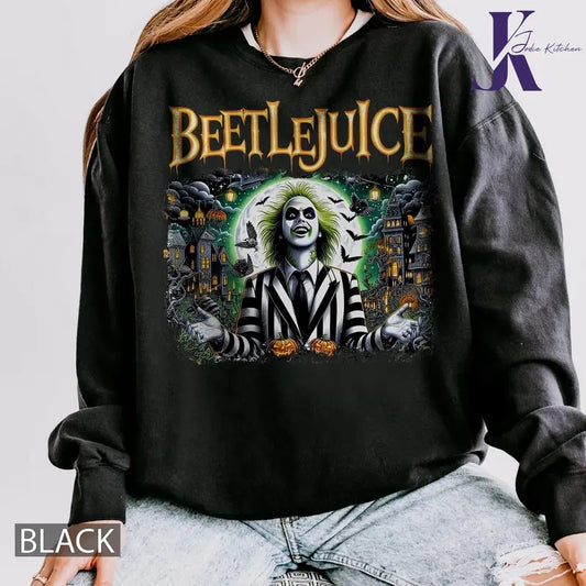 Beetlejuice Comfort Colors Shirt, Never Trust The Living Shirt, Horror Halloween films, Beetlejuice Moviie Shirt, Halloween Stay Spooky Sweatshirtstyle{n002}2