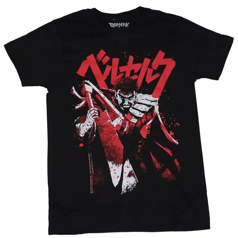 Berserk Adult New T-Shirt - Bloody Guts Under Japanese Characters Hoodie, Sweatshirt | PureTeeCo.com