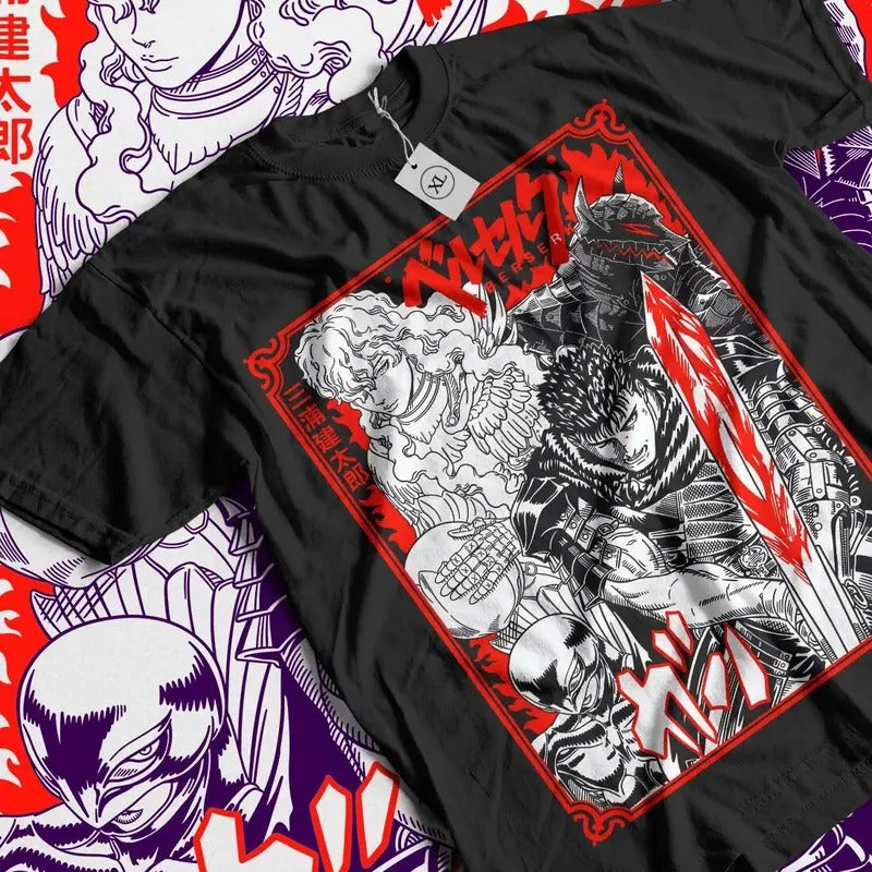 Berserk Guts Shirt Skull Knight 90s T-Shirt Gatsu Anime Gift shirt All Sizes Hoodie, Sweatshirt | PureTeeCo.com
