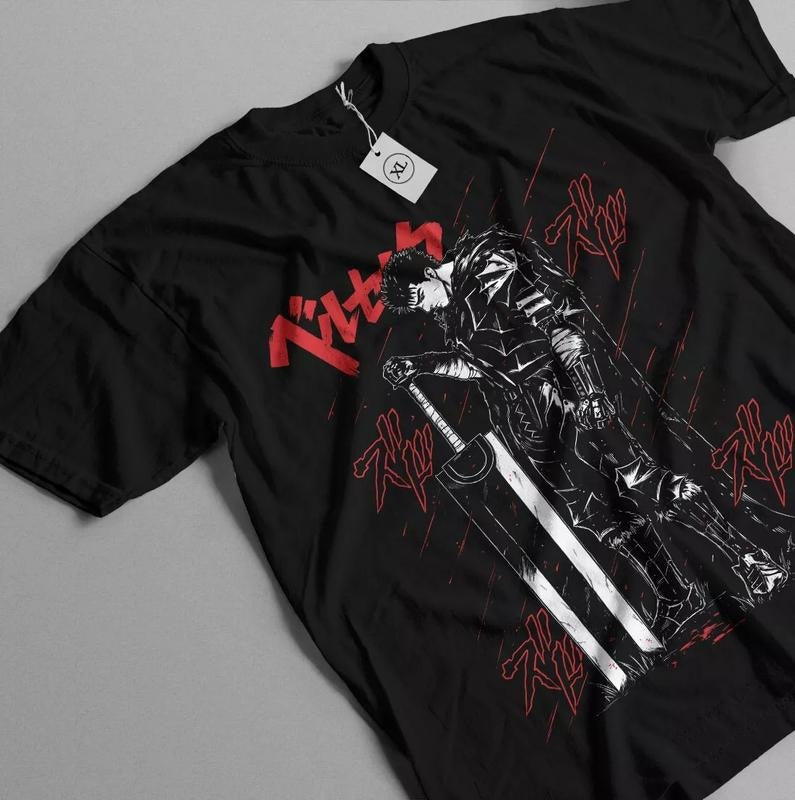 Berserk T-shirt Manga Strip Guts Berserker Armour Anime Black shirt All Size Hoodie, Sweatshirt | PureTeeCo.com