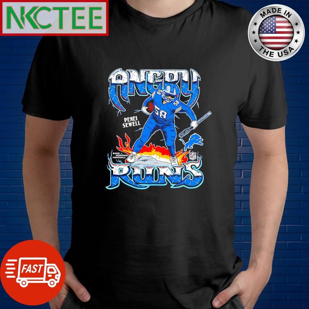 Best Angry Runs 2024 Detroit Lions Penei Sewell shirt