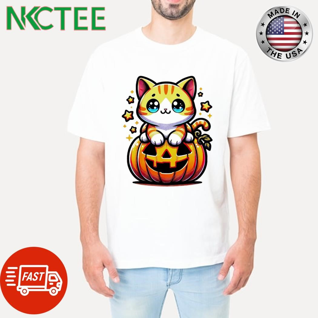Best Cat kute pumpkin stars Halloween shirt