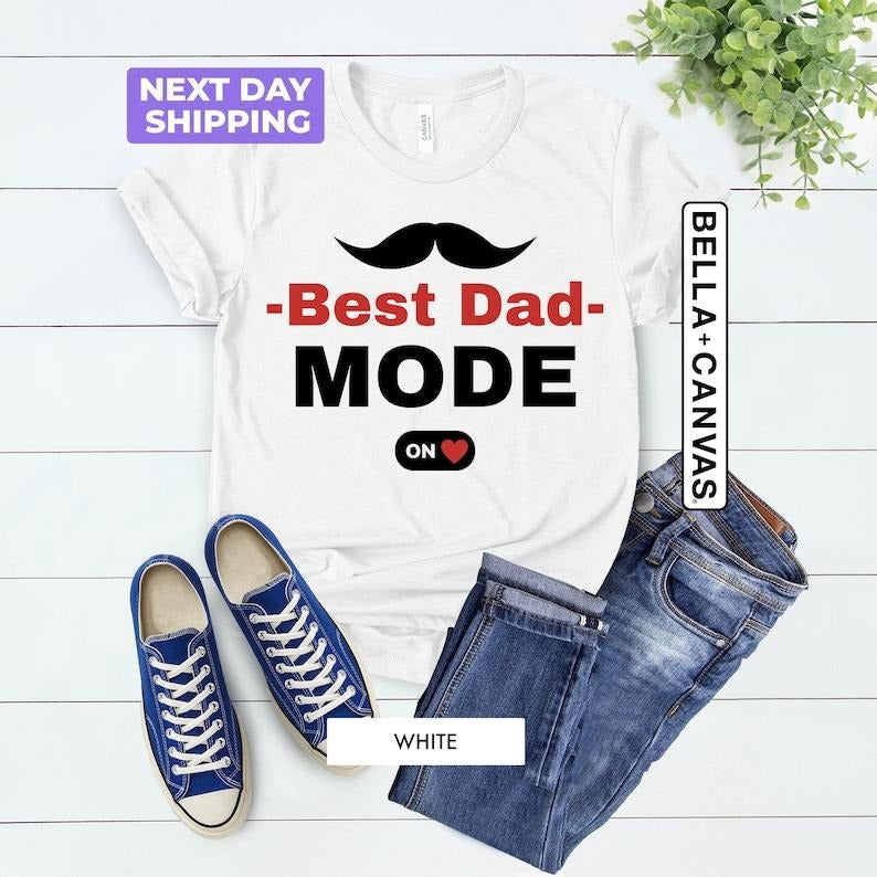 Best Dad Mode On Shirt, Father's Day T-shirt, Best Dad Gift, Cool New Dad Tee, Gift For Hubby, Gift For Dad, Pregnancy...