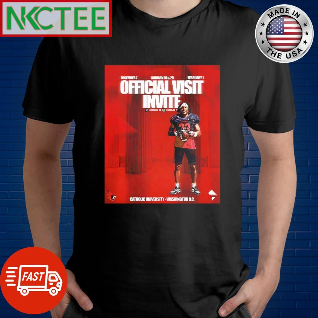 Best December 7 January 18 and 25 February Offical visit invite Catholic University Cardinals football Coach Coles Jonathan Rutledge shirt