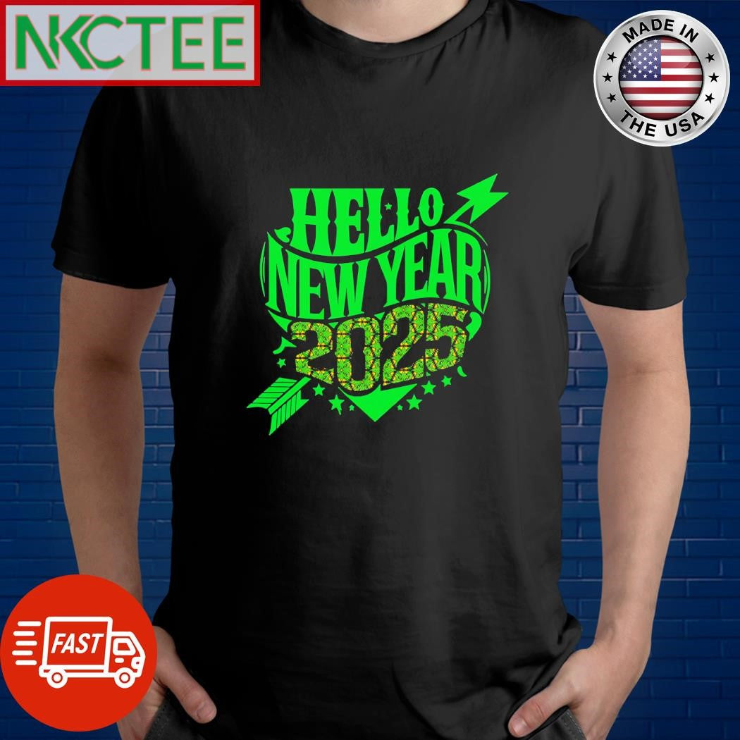 Best Hello New Year 2025 heart arrow shirt