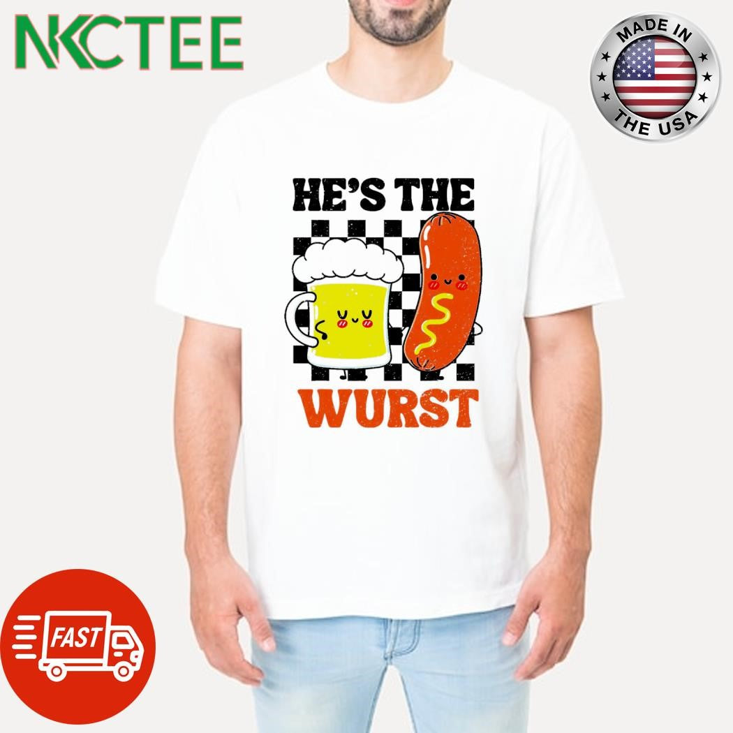 Best He’s the worst couple matching hot dog beer race flag shirt