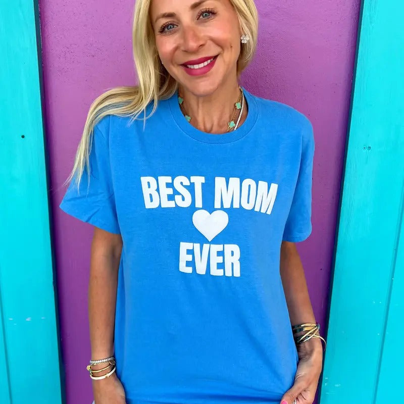 Best Mom Ever Sky Blue Tee Hoodie, Sweatshirt | PureTeeCo.com