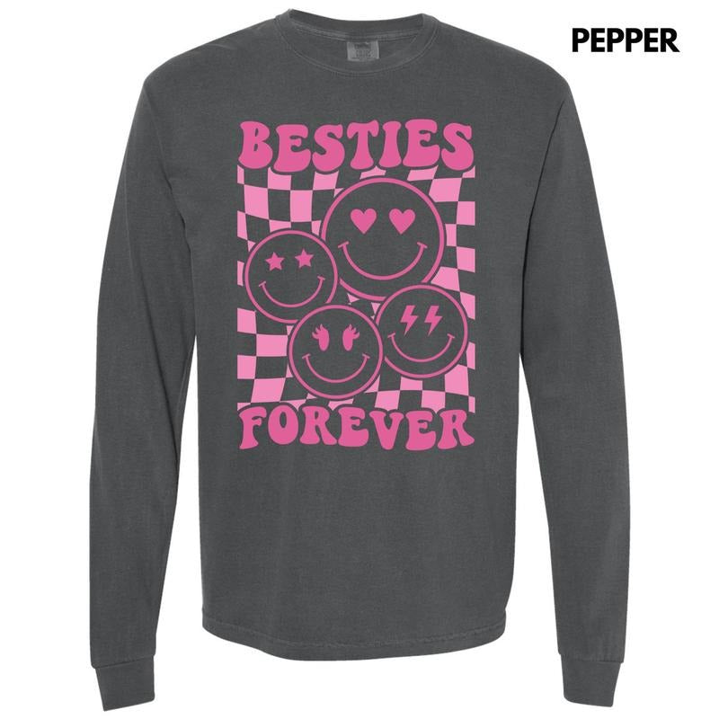 Besties Forever Long Sleeve Comfort Colors T-Shirt 'NLB' Hoodie, Sweatshirt | PureTeeCo.com