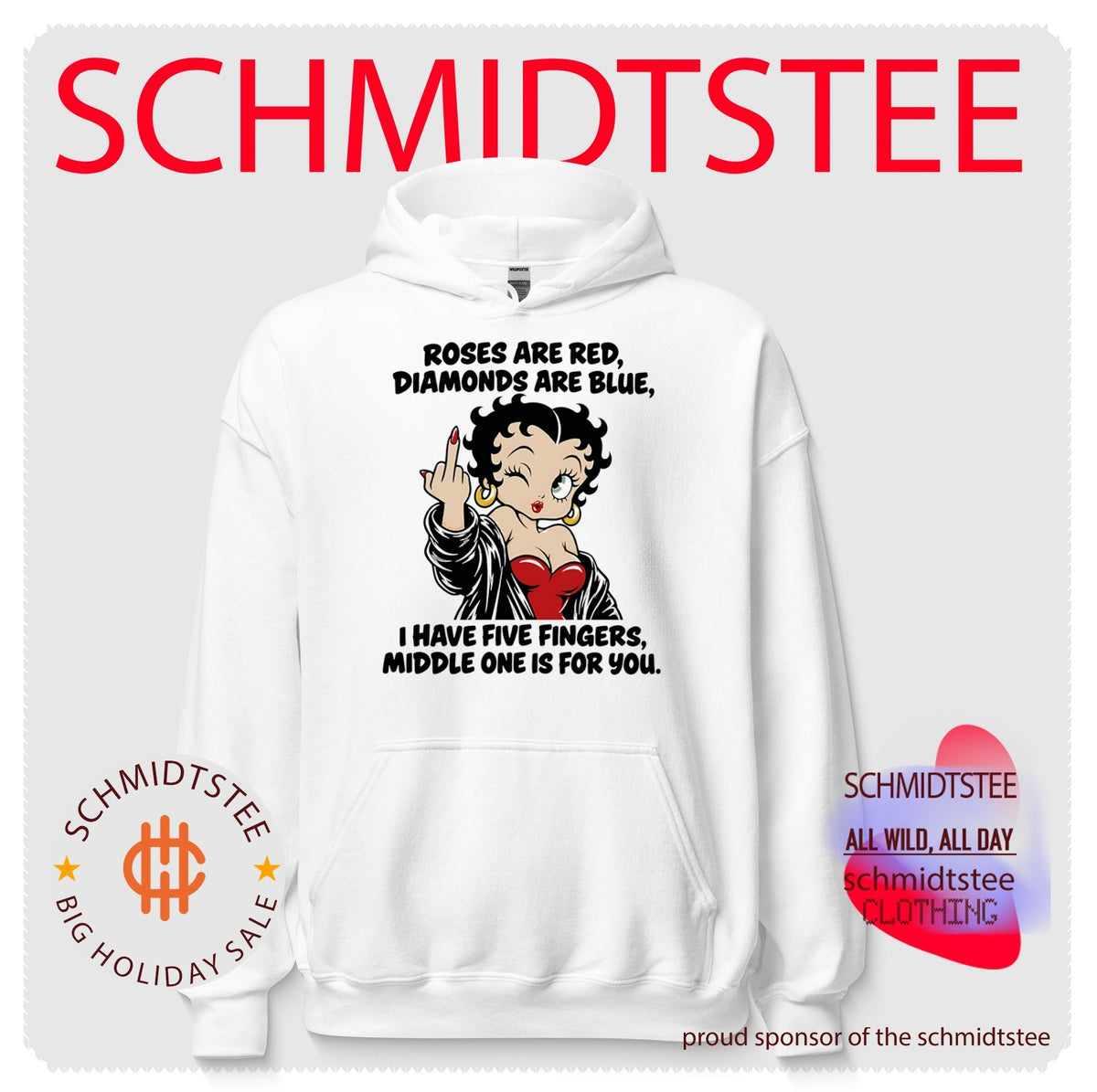 Betty Boop Roses Are Red Diamonds Are Blue Middle Finger Quote shirt