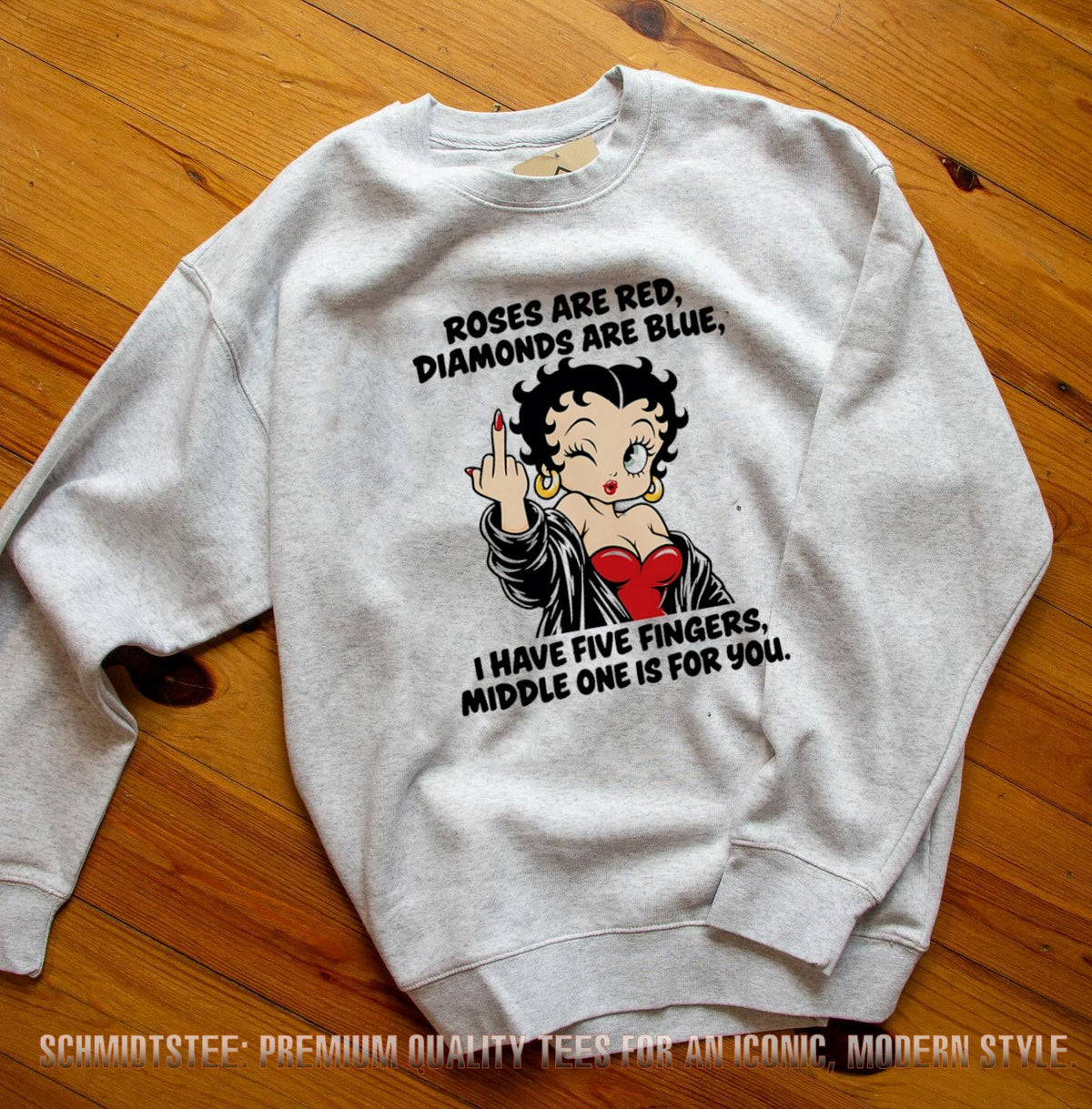 Betty Boop Roses Are Red Diamonds Are Blue Middle Finger Quote shirt