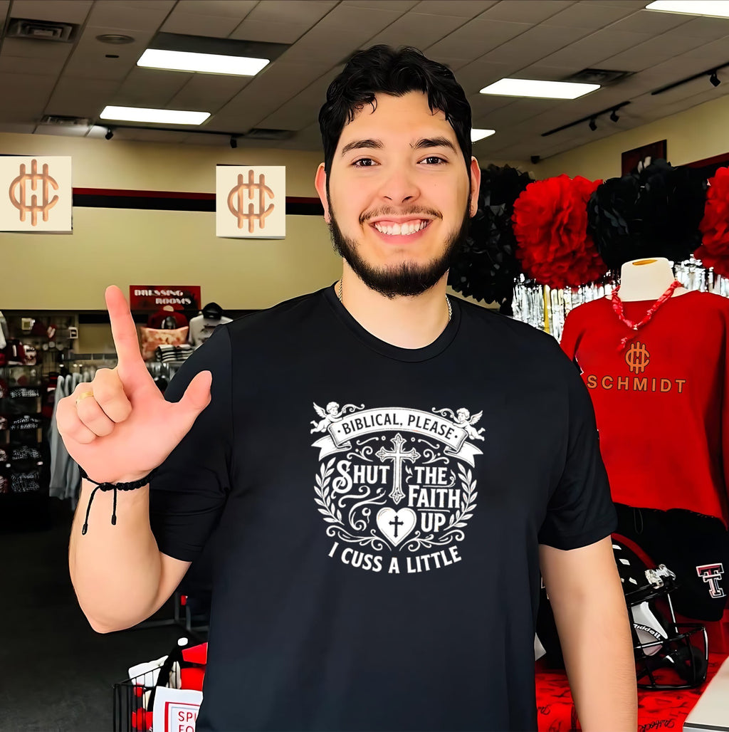 Biblical please shut the faith up I cuss a little vintage shirt