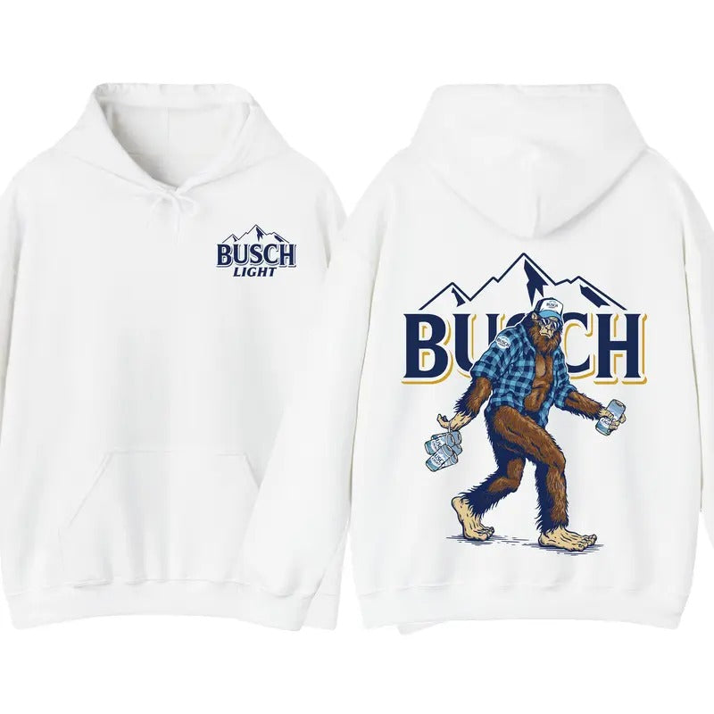 Bigfoot Busch Light Hoodie, Drinking Beer Pullover Hoodie, Winter Hoodie Menswear, Gift for Beer Lover T-Shirts, Sweatshirt