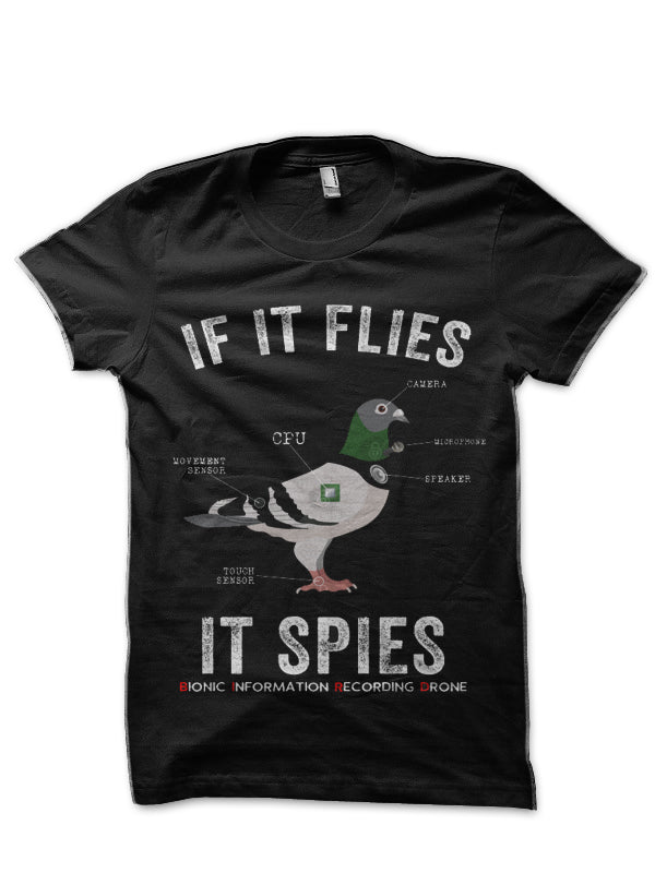 Birds Are Not Real Funny Drone If It Flies It Spies Conspiracy Theory Black T-Shirt Hoodie, Sweatshirt | PureTeeCo.com