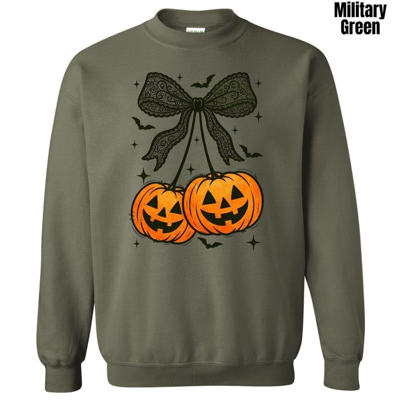 Black Bats & Pumpkins Bow Sweatshirt 'NLB' T-Shirts, Hoodie | PureTeeCo.com