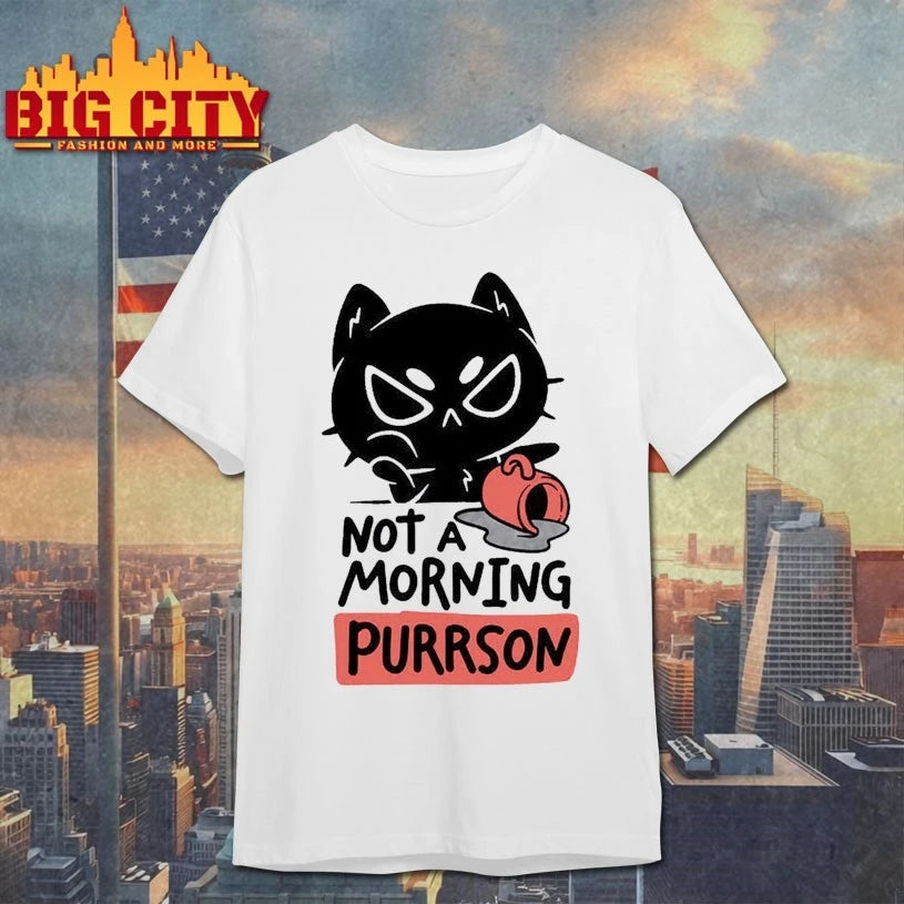 Black Cat Not A Morning Purrson shirt
