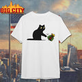 Black Cat Pushing Trump Christmas Tree Shirt