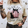 Black Cat Social Club Shirt, Ghost Cat Halloween Shirt, Retro Halloween Sweatshirt Png, Gothic Black Cat Shirt, Coquette...