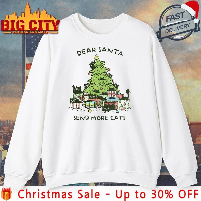 Black Cats and christmas tree dear Santa sent more cats shirt